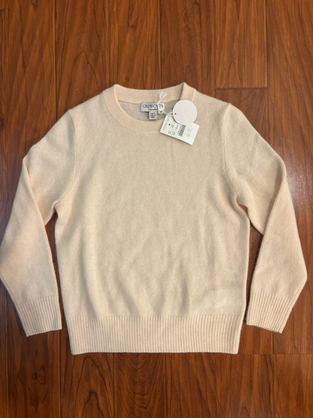 NWT J Crew Crewcuts Cashmere Cream Crewneck Sweater Youth Small 6-7